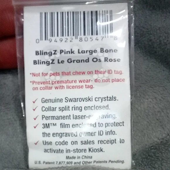 TagWorks Pink Dog Tag with Crystals - Picture 2 of 2